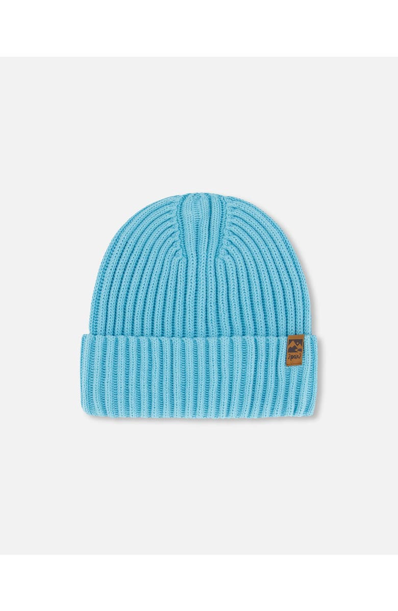 Deux par Deux Girl's Cuffed Knit Hat Light Blue, Main, color, 