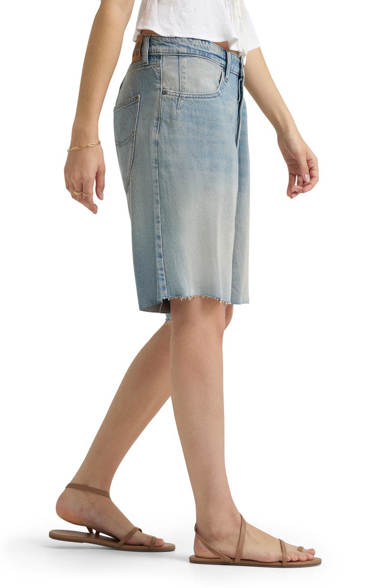 Lee Darted Slouch Raw Hem Denim Bermuda Shorts, Alternate, color, Warm Ocean