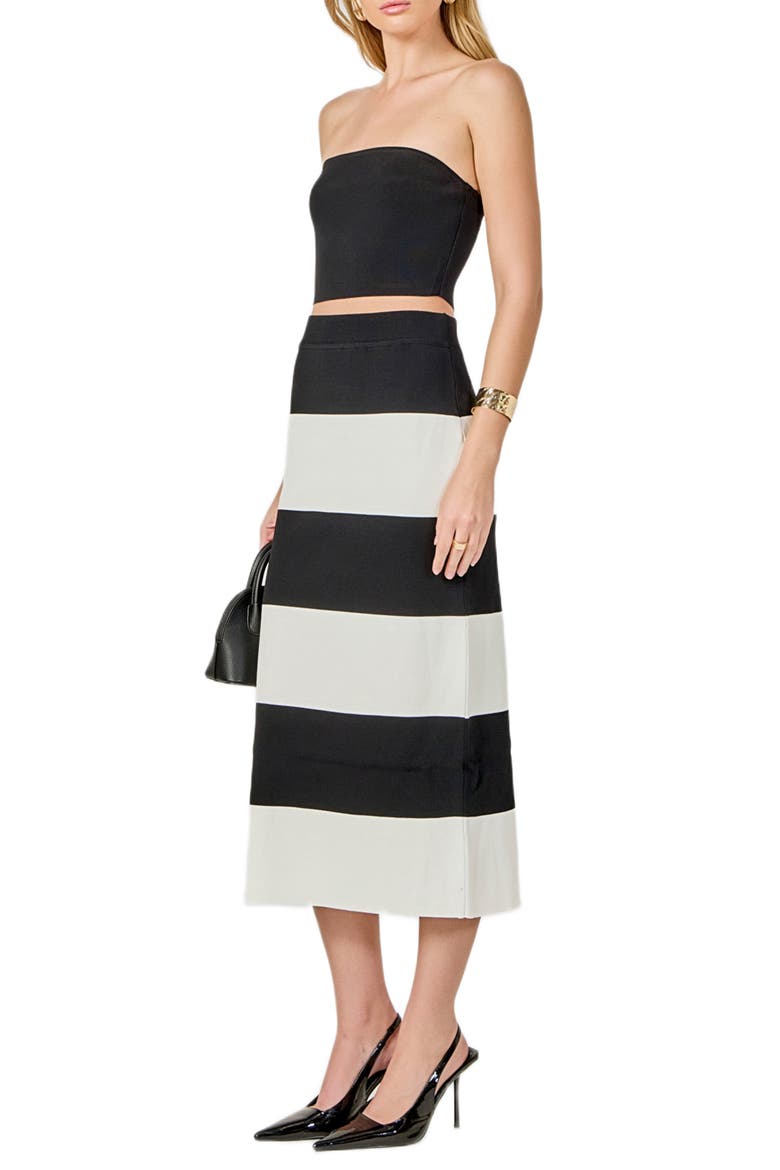Strapless Top & Midi Skirt Set, Alternate, color, BLACK/ WHITE
