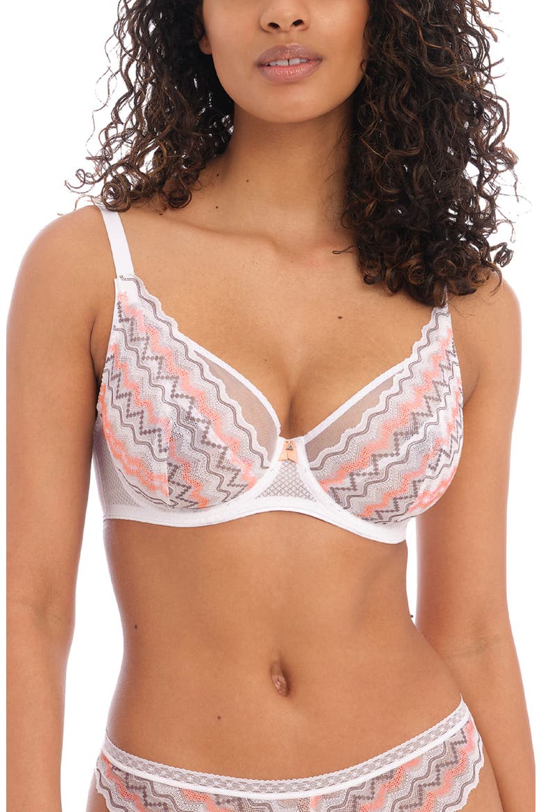 Festival Vibe High Apex Underwire Plunge Bra, Main, color, WHITE CORAL
