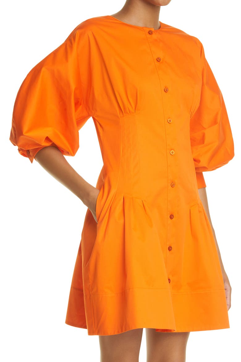 Pleated Poplin Minidress, Alternate, color, PERSIMMON