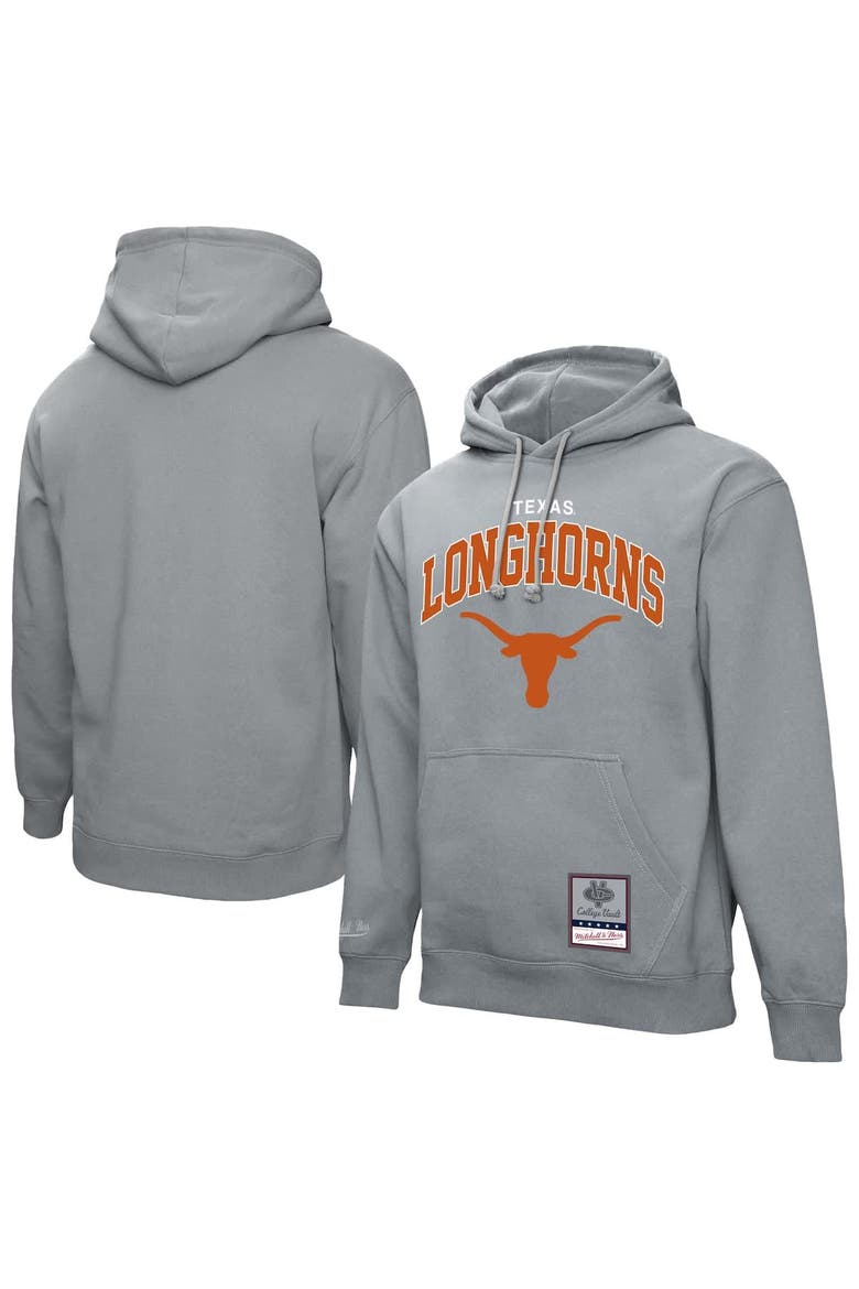 Men's Mitchell & Ness  Heather Gray Texas Longhorns Classic Arch Pullover Hoodie, Alternate, color, Heather Gray