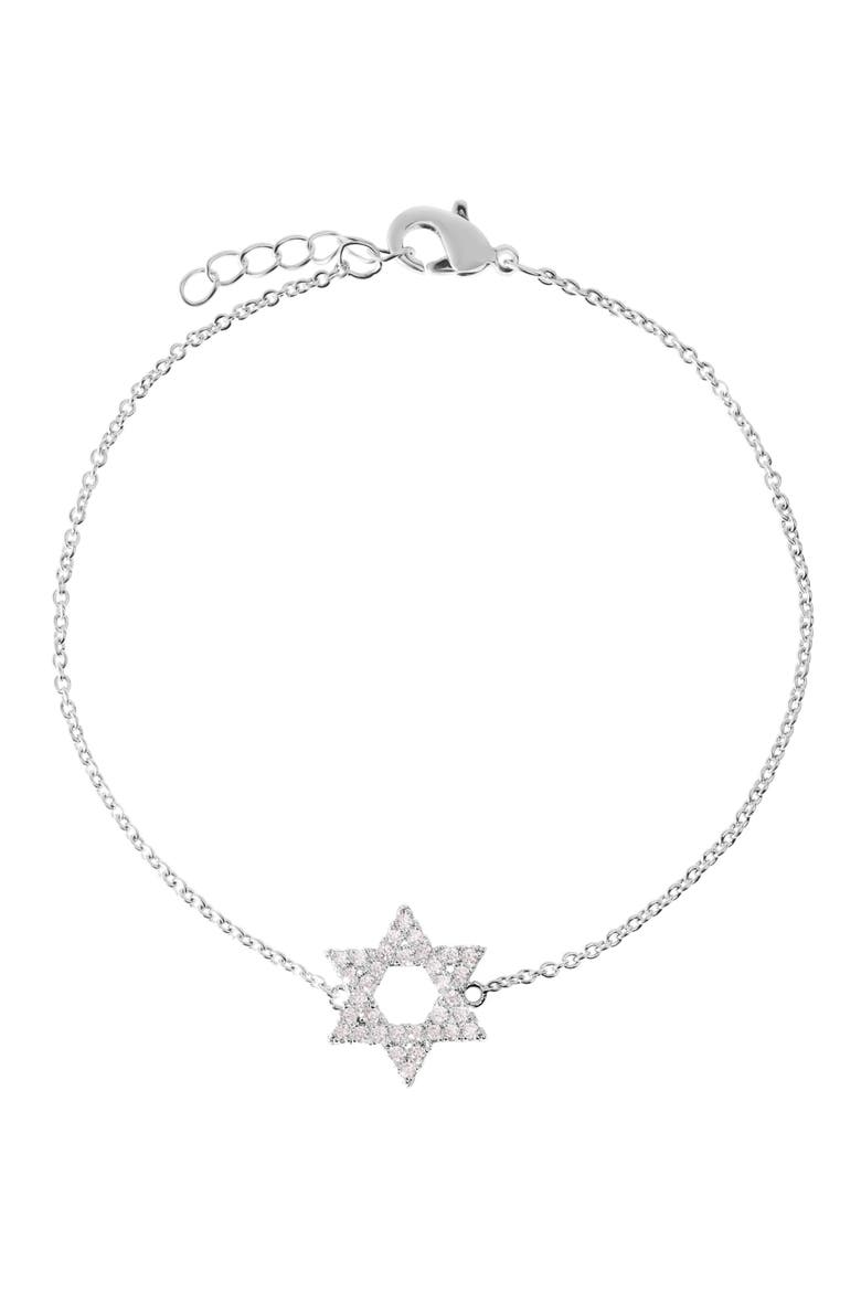 Cubic Zirconia Star of David Bracelet, Main, color, SILVER