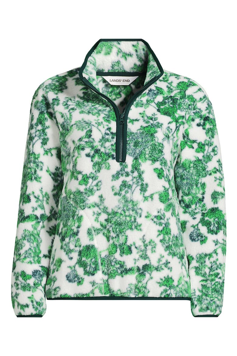 Half Zip Cozy High Pile Fleece Pullover, Alternate, color, Emerald Floral