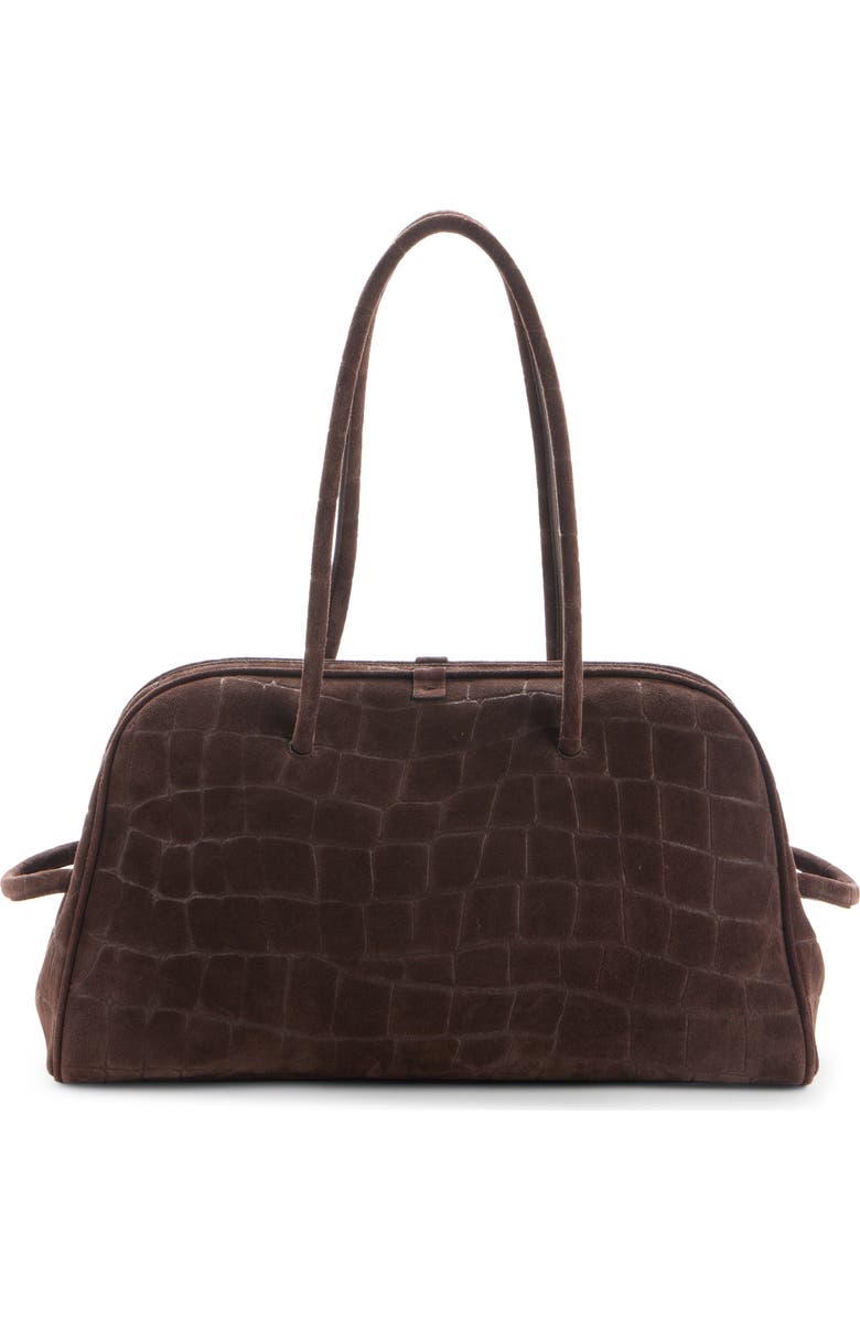 Jacquemus Le Turismo Croc Embossed Suede Bowling Bag, Alternate, color, Dark Brown 880
