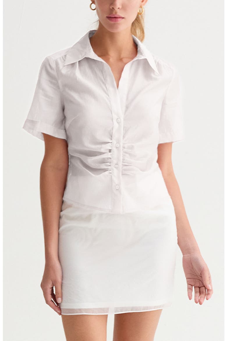 Tencel Blend Button Up Top, Main, color, White