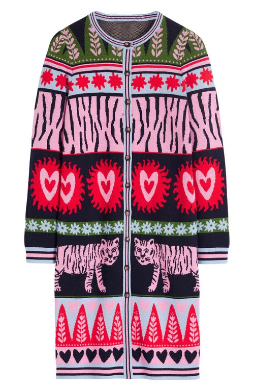 Boden Jacquard Longline Cardigan In Green