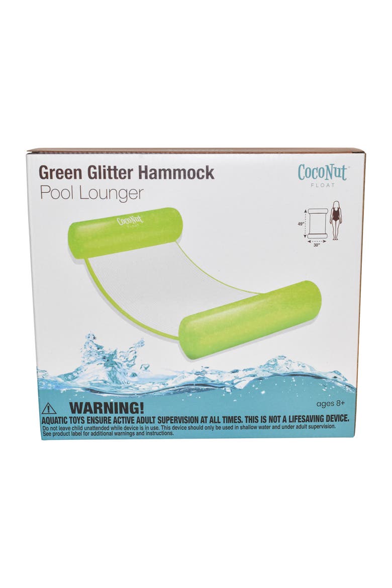 Green Glitter Hammock Pool Lounger 49" X 30" Inflatable Drifter, Alternate, color, Green