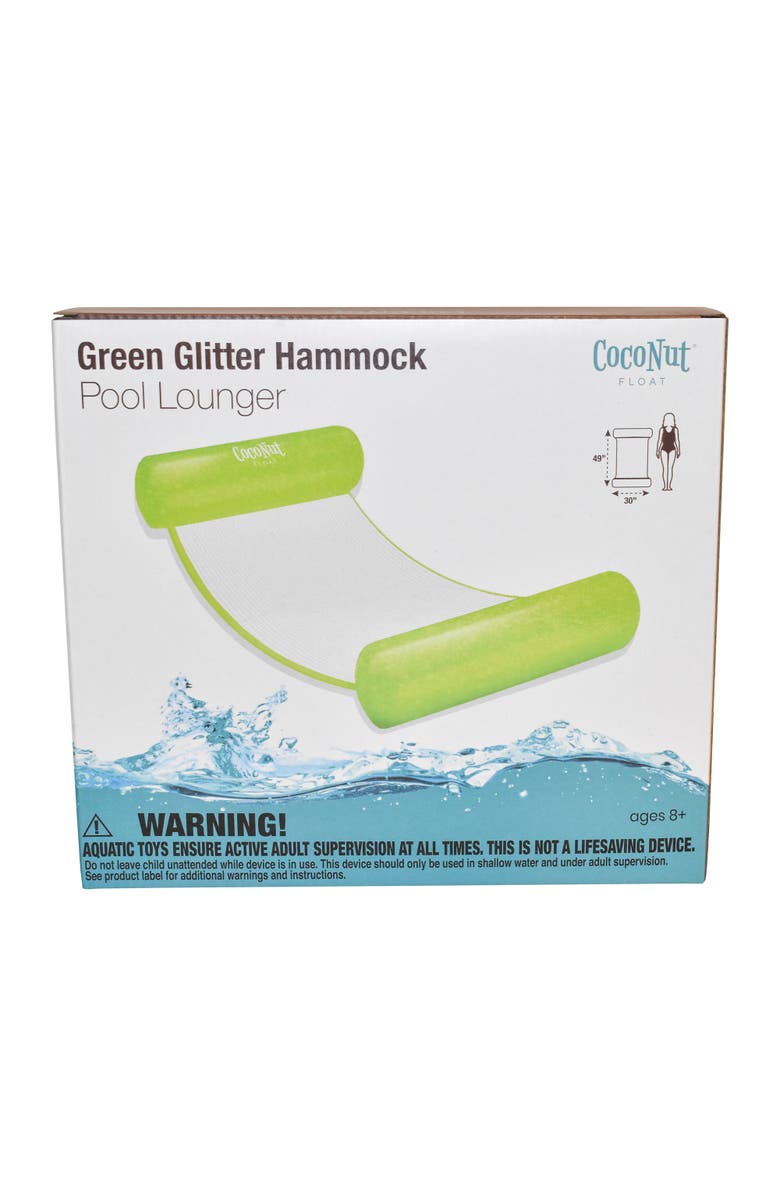 Coconut Float Green Glitter Hammock Pool Lounger 49" X 30" Inflatable Drifter, Alternate, color, Green