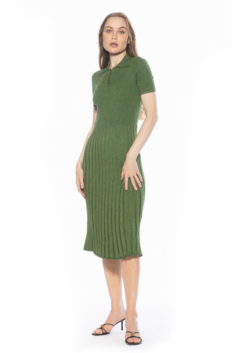 Lanie Collared Knit Midi Dress, Alternate, color, SAGE