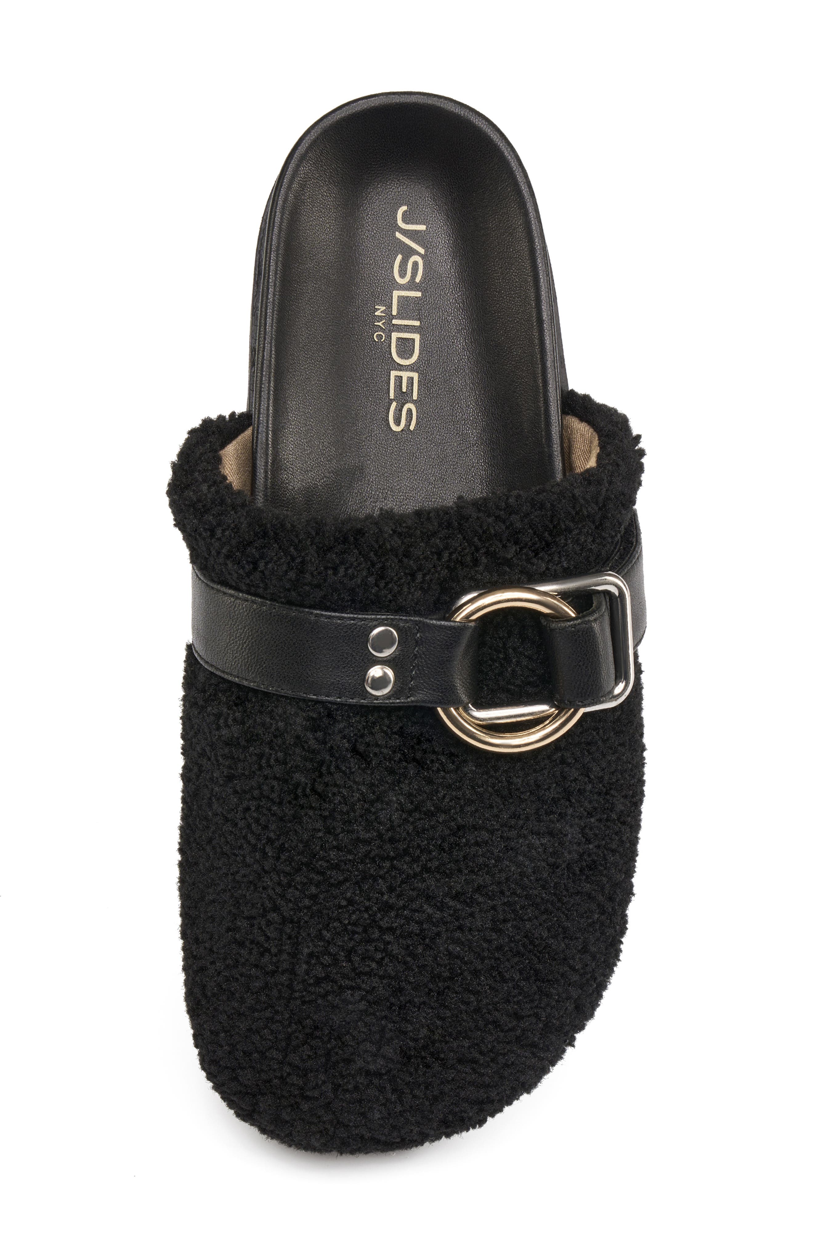 JSlides Rosie Faux Shearling Mule, Alternate, color, Black