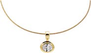 BY ADINA EDEN Colored CZ Oval Bezel Pendant Omega Chain Necklace