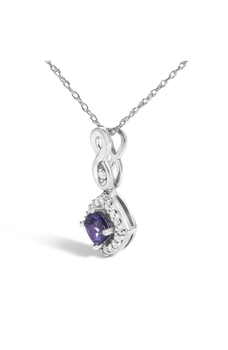 Haus of Brilliance 10K White Gold Blue Purple Tanzanite and Diamond Accent Drop Pendant Necklace, Alternate, color, White