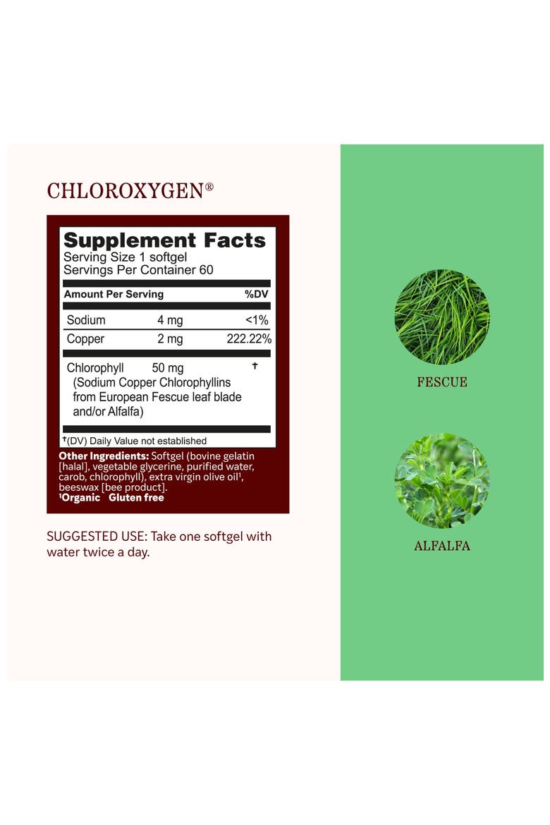 ChlorOxygen Chlorophyll Concentrate - Aids Healthy Blood Circulation - High-Altitude Environment Support - Energy Support - 60 Softgels, Alternate, color, No Color