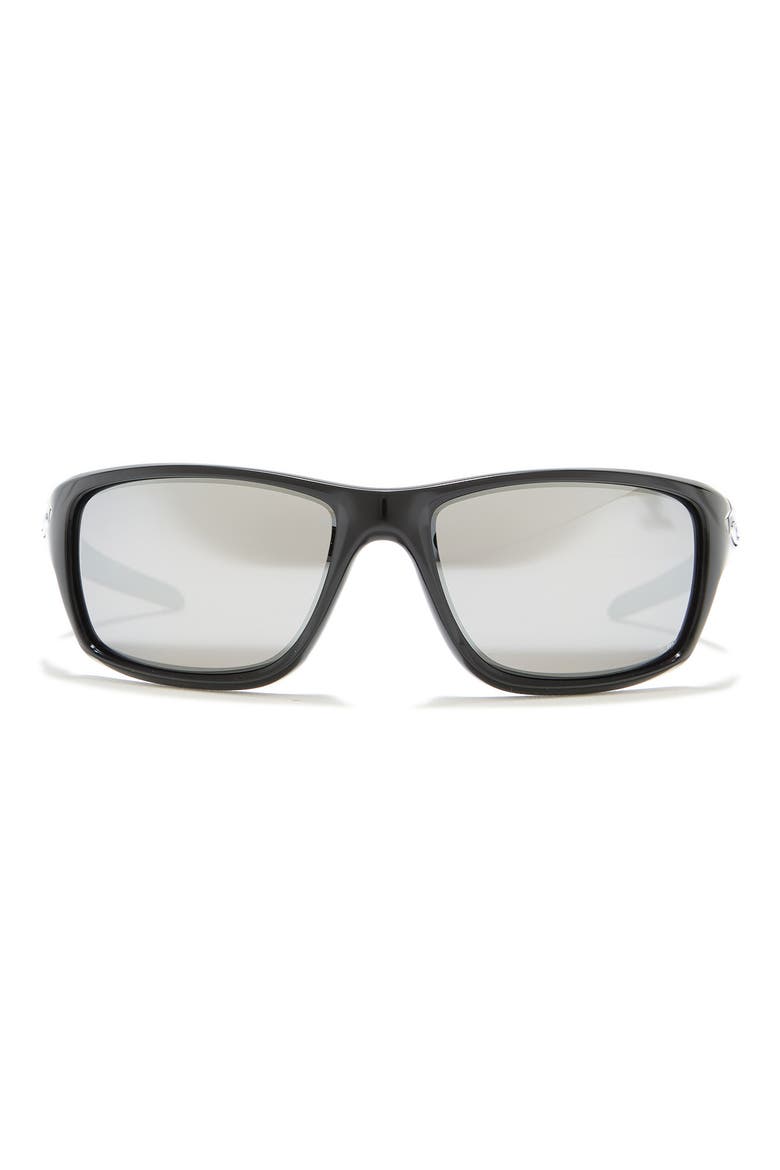 60mm Rectangle Sunglasses, Main, color, POLISHED BLACK / CHROME