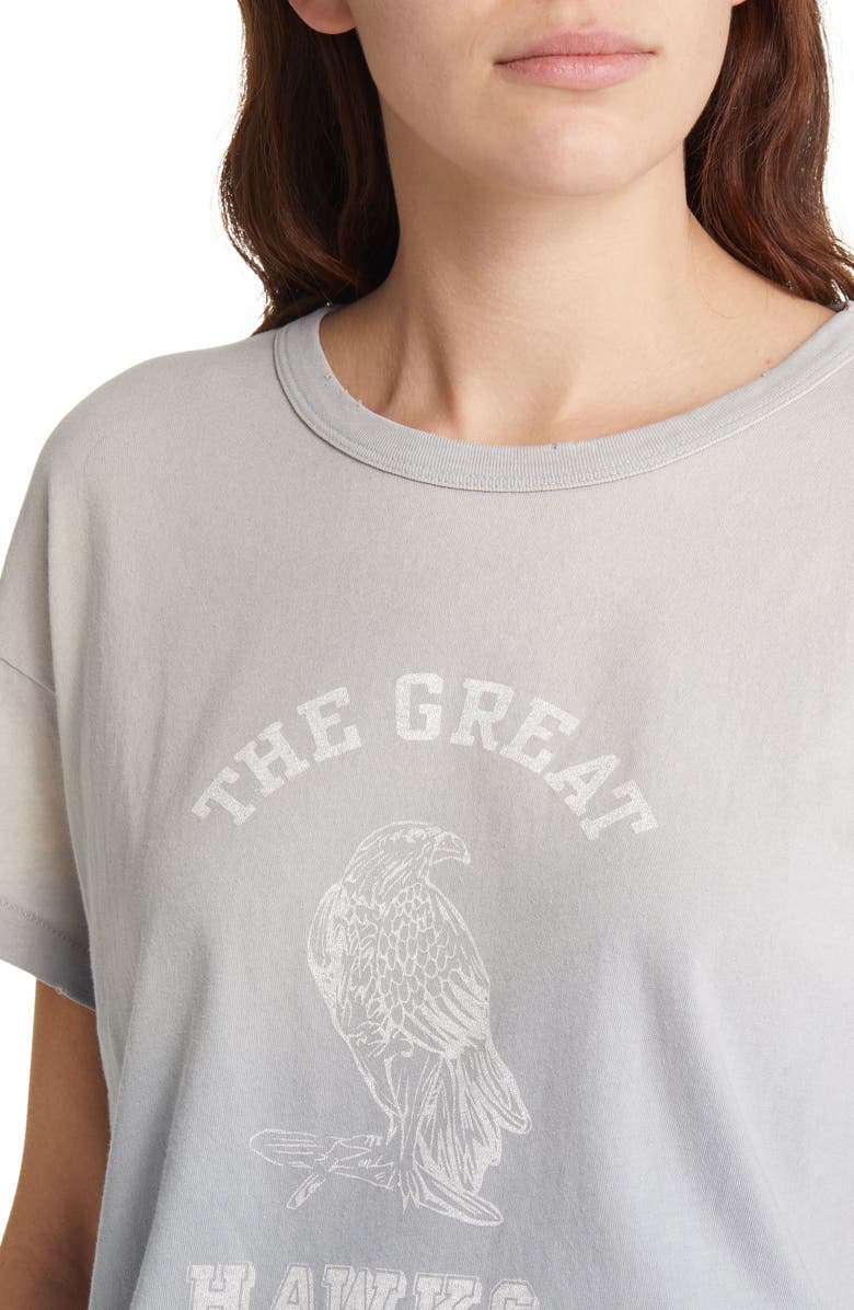 THE GREAT. Hawks Boxy Graphic Cotton Tee, Alternate, color, Double Washed Pastel Blue
