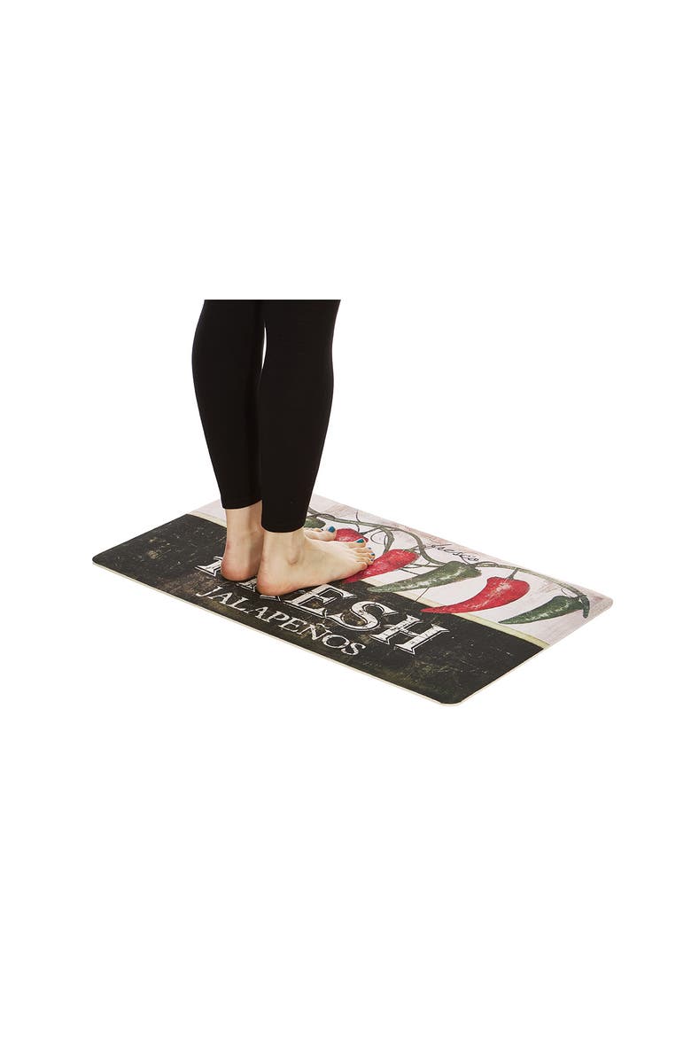 J AND V TEXTILES Kitchen Floor Mat, Alternate, color, Black/ Jalapenos