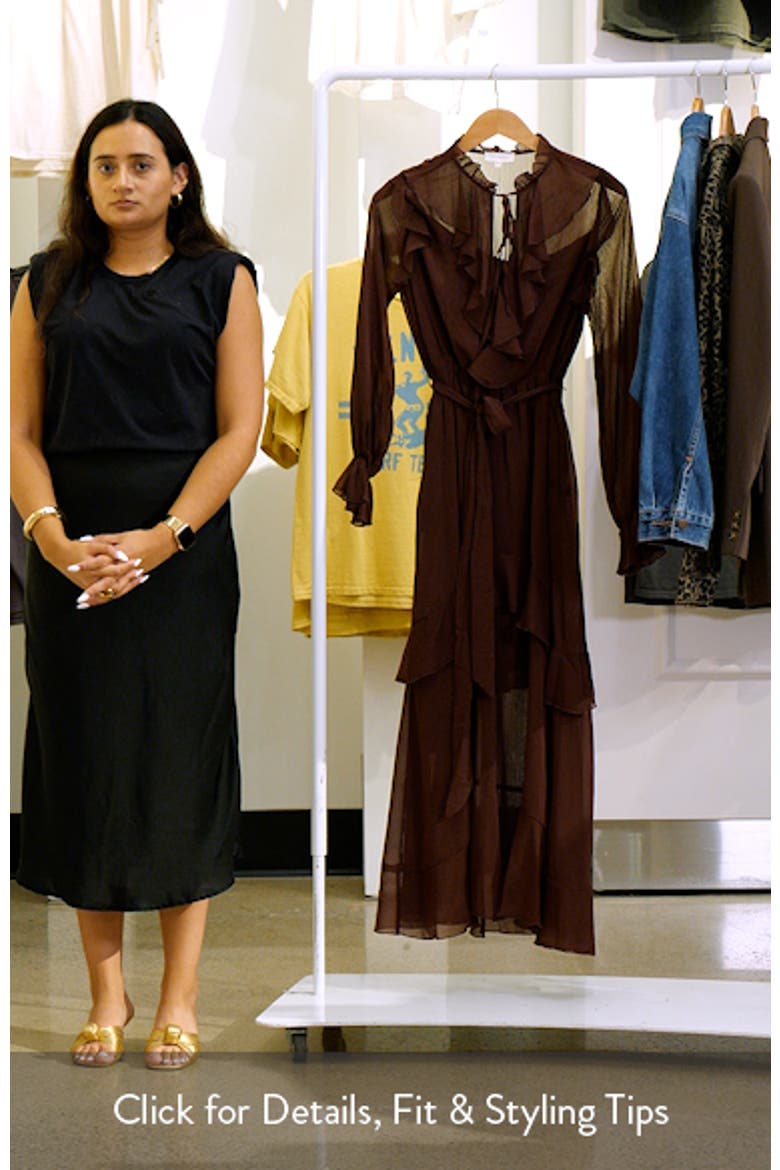 Ruffle Detail Tie Waist Long Sleeve Maxi Dress video