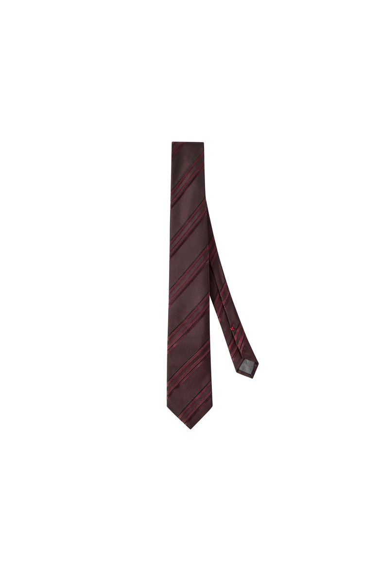 Textured striped silk tie, Alternate, color, Burgundy
