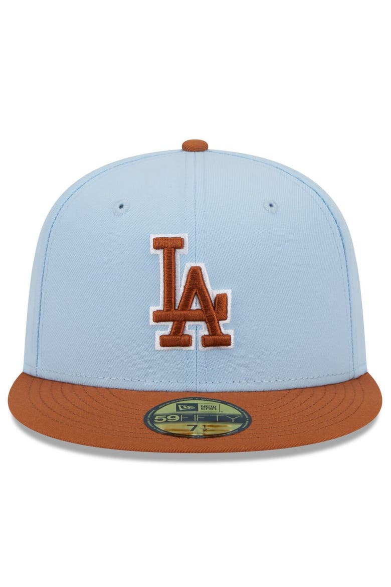 Men's New Era Light Blue/Brown Los Angeles Dodgers Spring Color Basic Two-Tone 59FIFTY Fitted Hat, Alternate, color, Light Blue