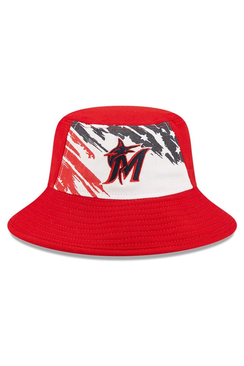 Men's New Era Red Miami Marlins 2022 4th of July Bucket Hat, Alternate, color, Red