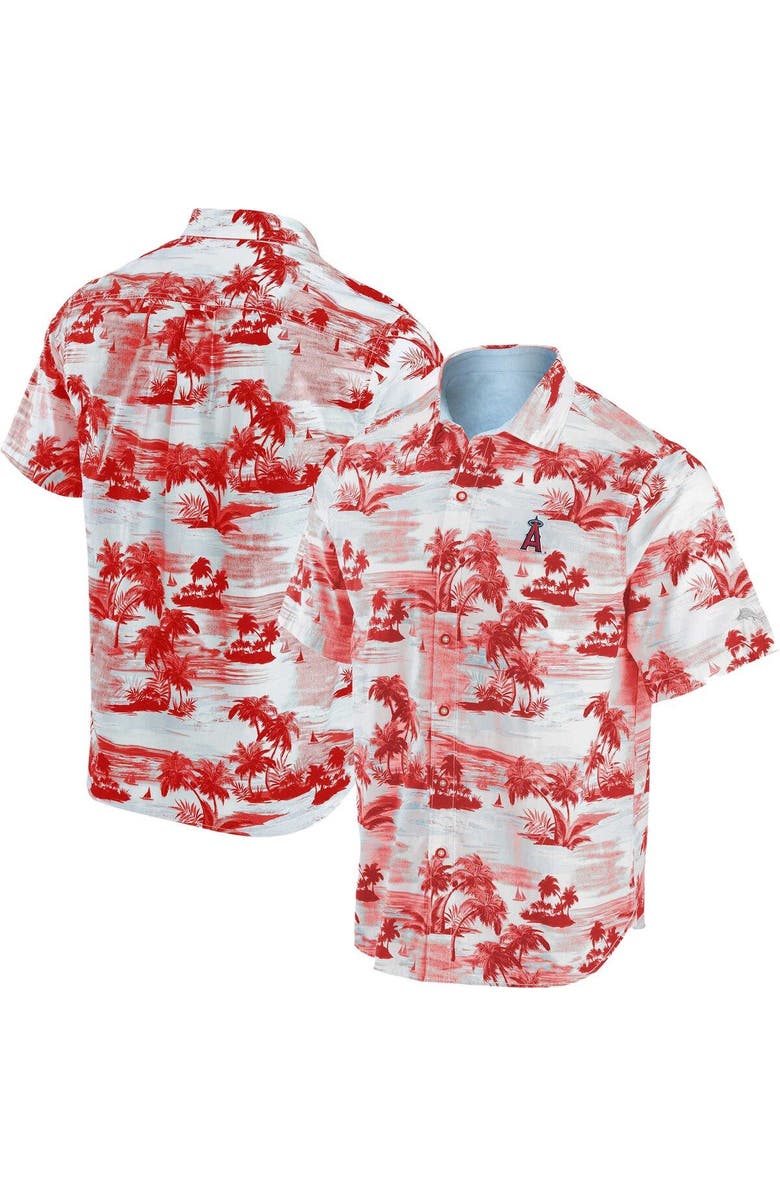 Tommy Bahama Men's Tommy Bahama Red Los Angeles Angels Tropical Horizons Button-Up Shirt, Main, color, 