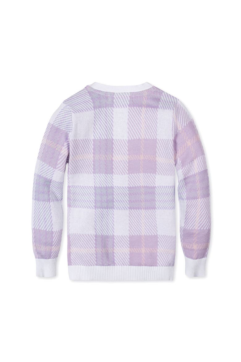 Kids' Organic Long Sleeve V-Neck Intarsia Sweater, Alternate, color, Monet Plaid Intarsia