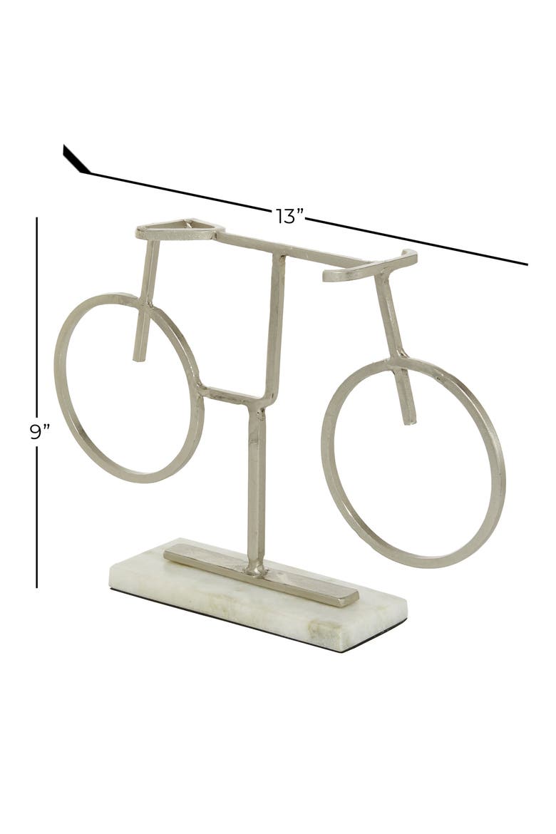 Silvertone Metal Bike Sculpture with Marble Base, Alternate, color, SILVER