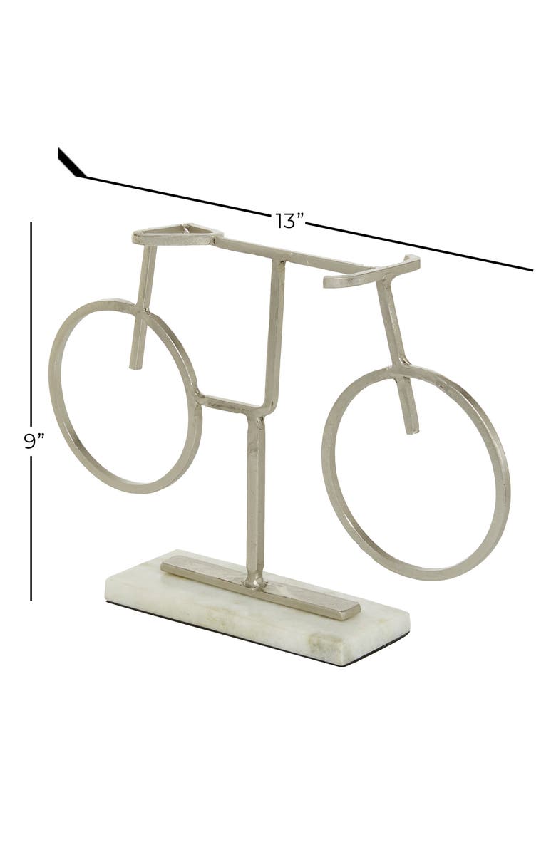 VIVIAN LUNE HOME Silvertone Metal Bike Sculpture with Marble Base, Alternate, color, Silver