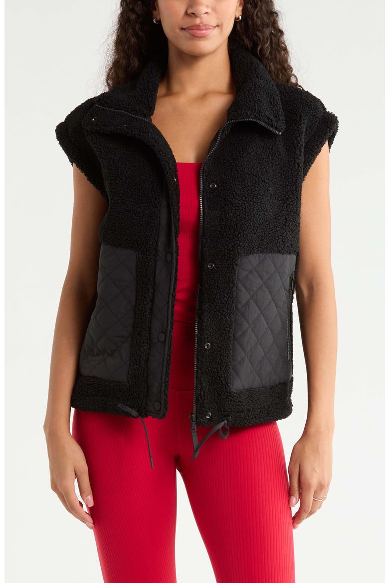 Oversize Faux Shearling Vest, Main, color, BLACK