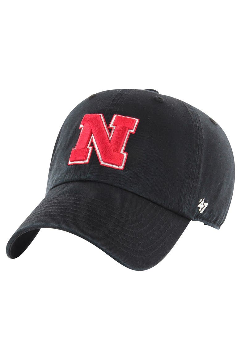 Men's '47 Black Nebraska Huskers Clean Up Adjustable Hat, Main, color, Black