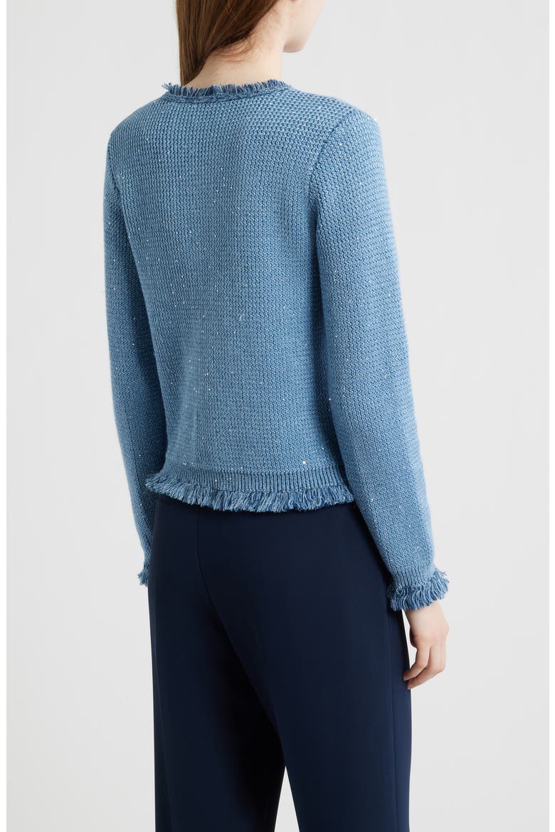 Kailey Sequin Fringe Cardigan, Alternate, color, BLUE