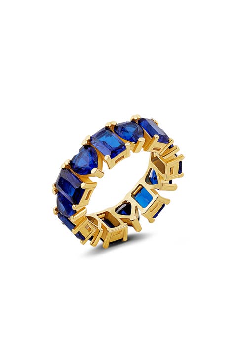 Heart & Emerald Cubic Zirconia Eternity Ring