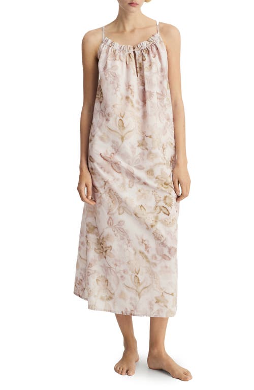 Mango Floral Cotton Nightgown In Light/pastel Grey