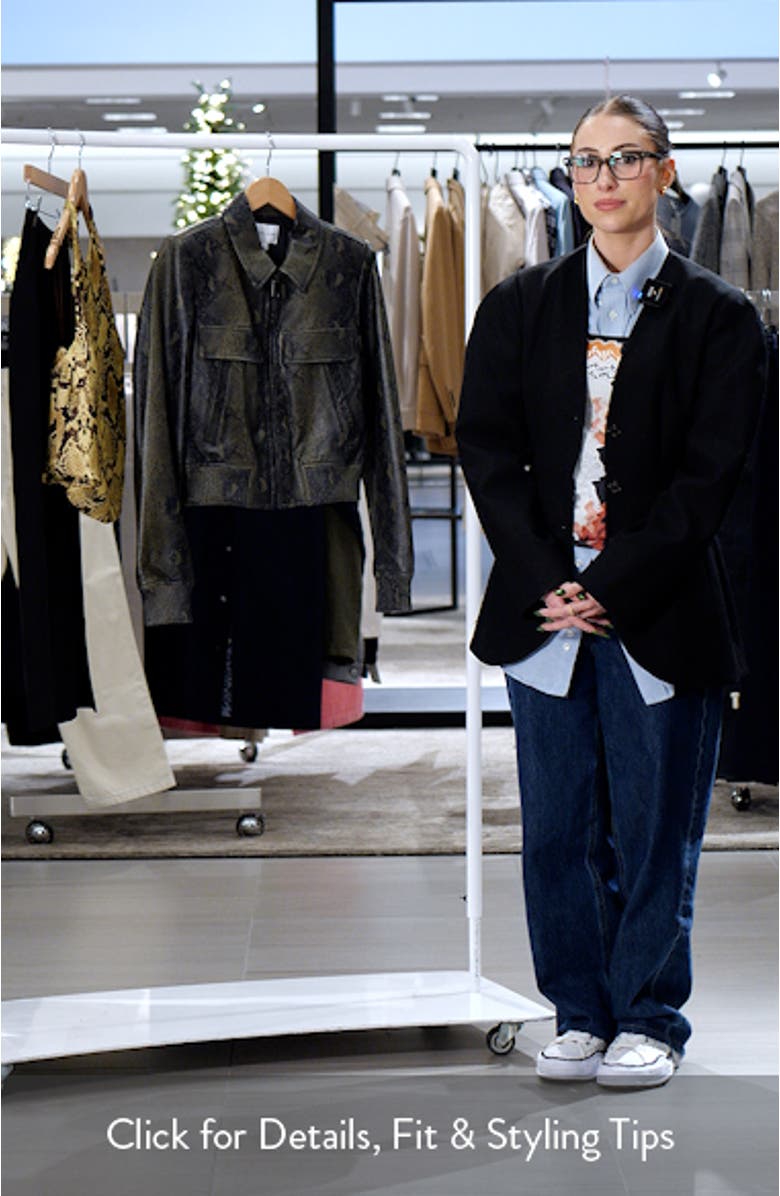 Astrid Snakeprint Embossed Leather Jacket, sales video thumbnail