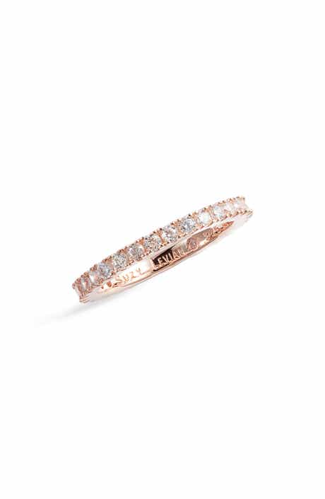 SUZY LEVIAN 14K Rose Gold Plated Sterling Silver Cubic Zirconia Stackable Band Ring