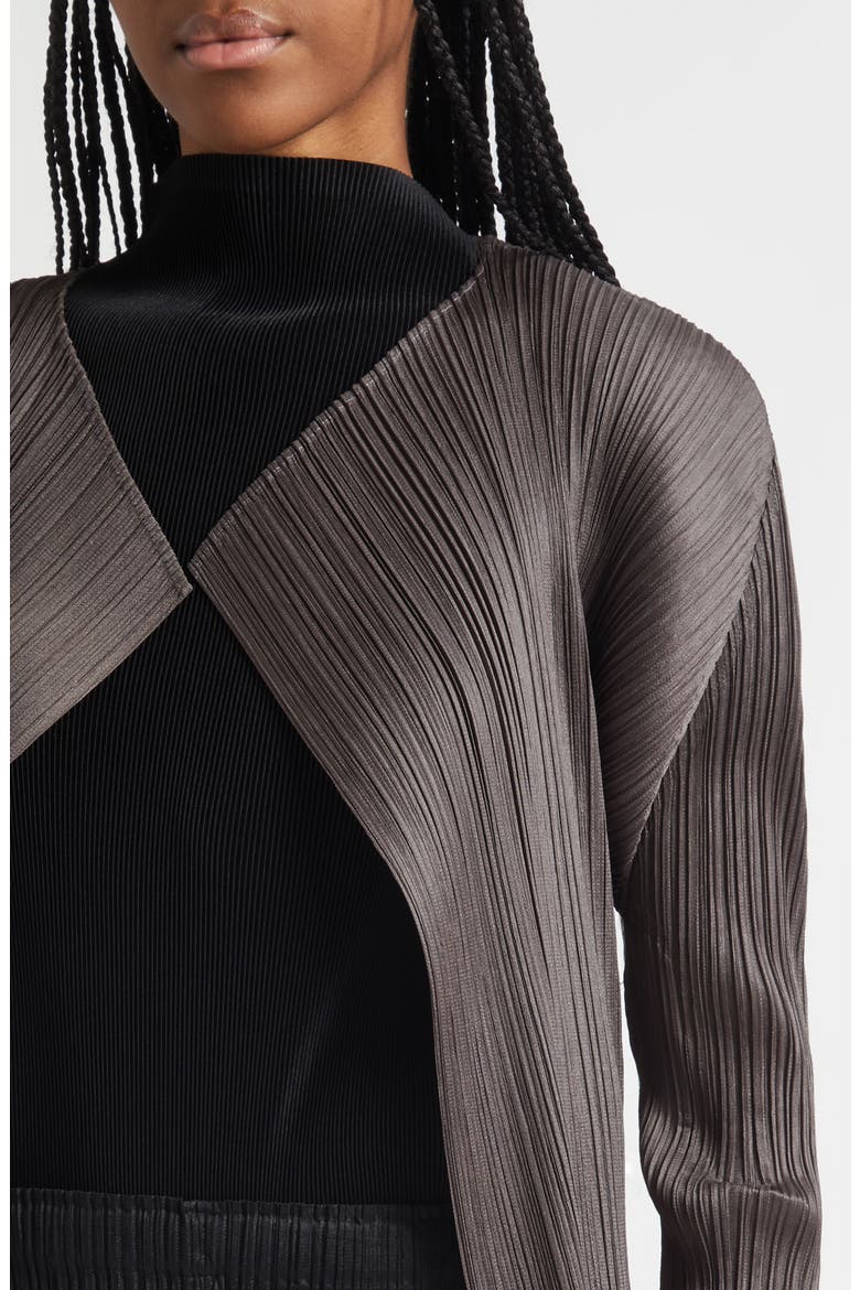 Monthly Colors June Pleated Open Front Cardigan, Alternate, color, CHARCOAL