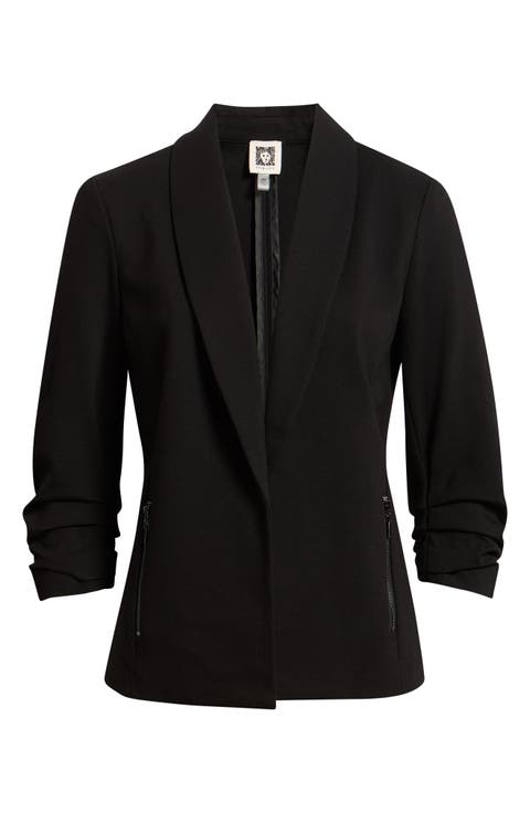 Ruched Sleeve Shawl Collar Jacket