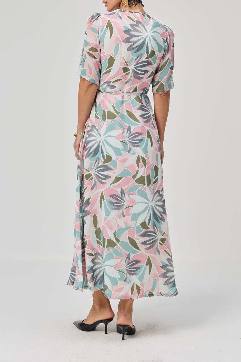 Abstract Floral Wrap Maxi Dress, Alternate, color, Coastal Bloom