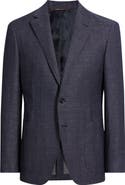 Canali Kei Trim Fit Dark Blue Slub Wool & Linen Sport Coat