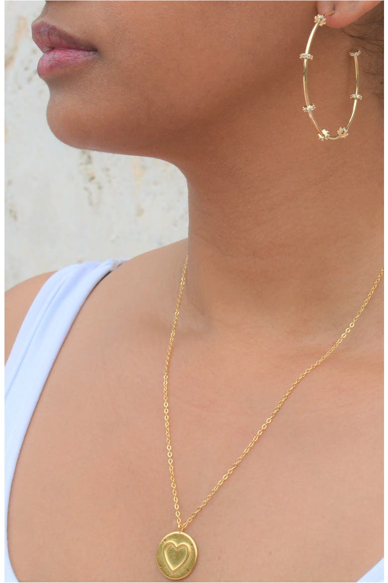 Cubic Zirconia Station Hoop Earrings, Alternate, color, GOLD