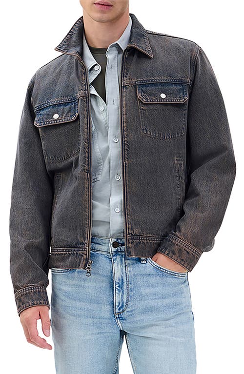 Rag & Bone Beau Infuse Denim Zip Trucker Jacket In Black