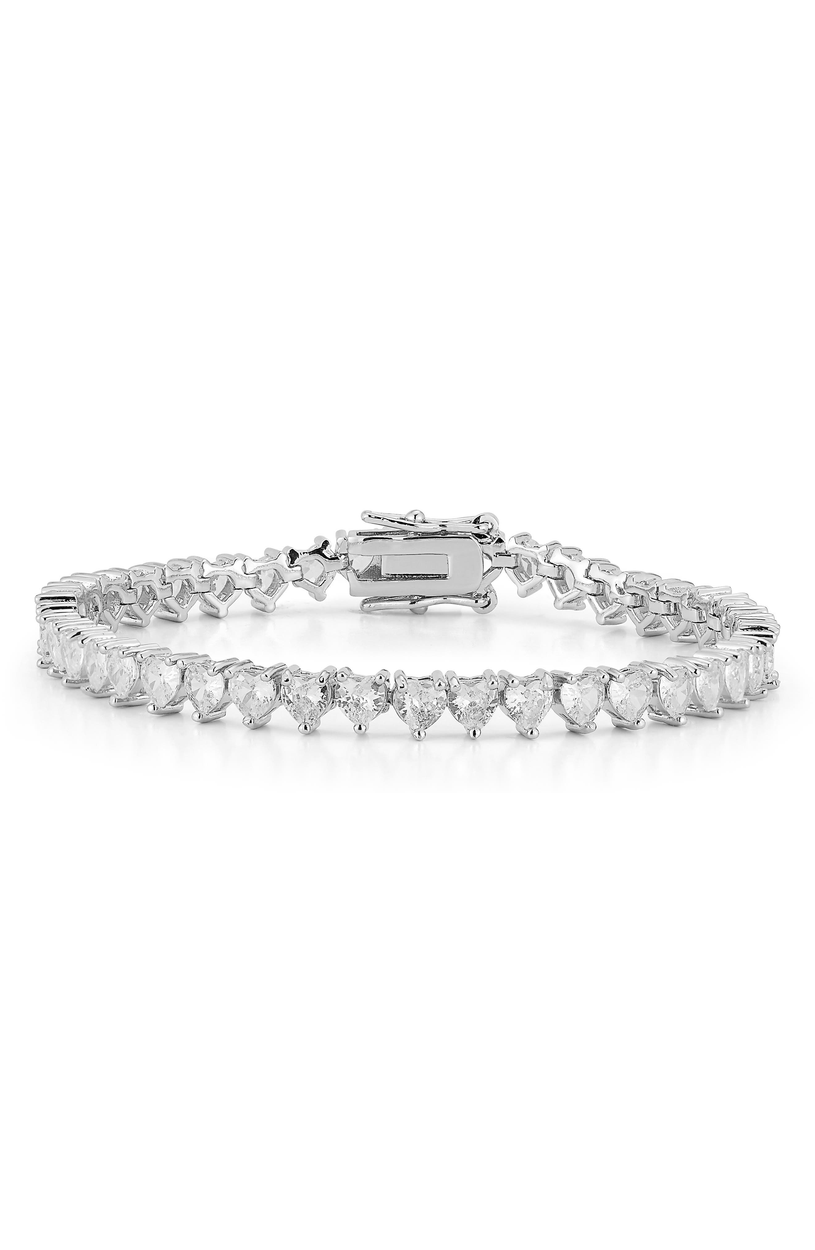 CHLOE AND MADISON Cubic Zirconia Heart Tennis Bracelet