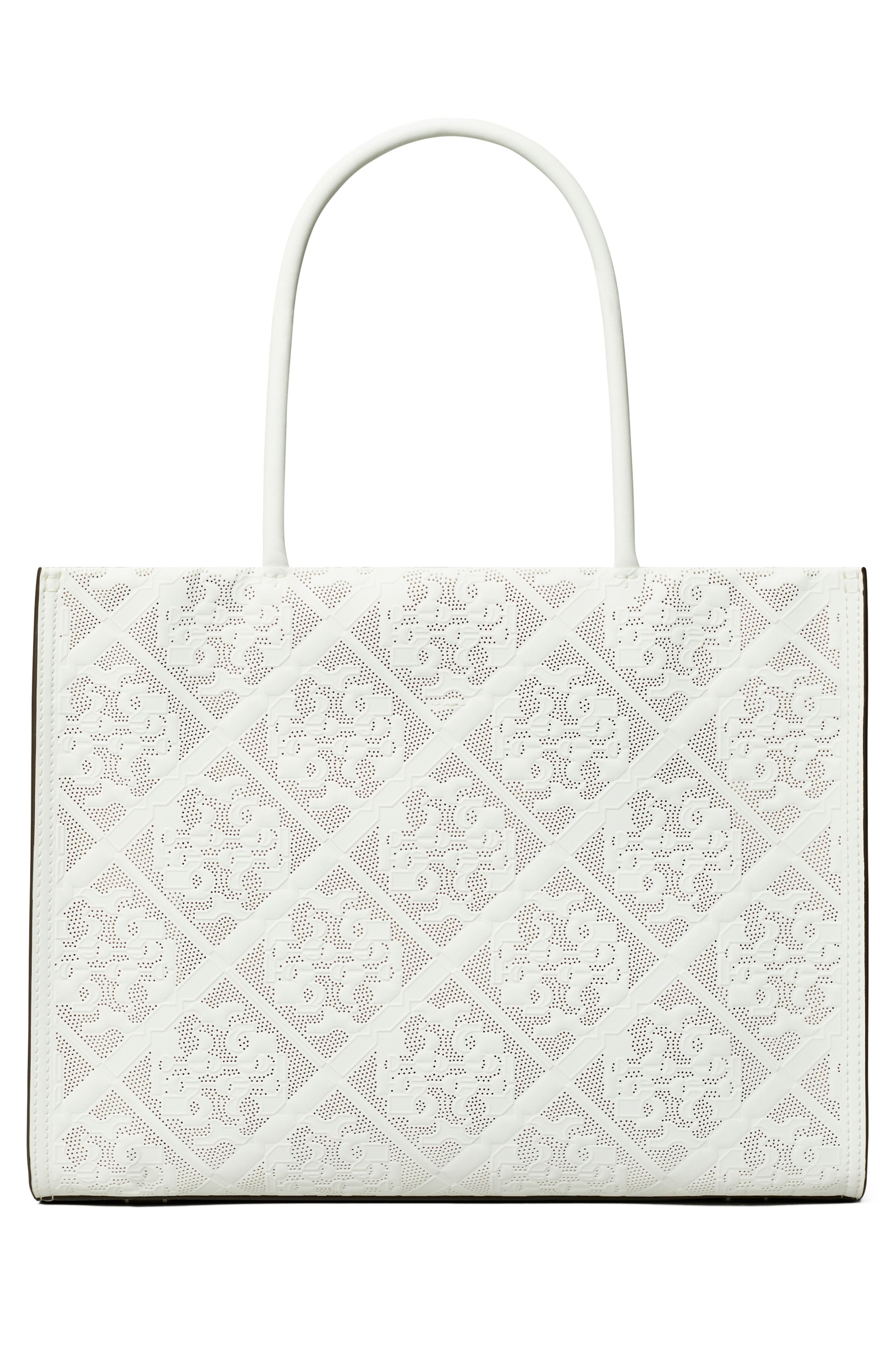 Tory Burch Small Ella Perforated Faux Leather Tote, Alternate, color, 