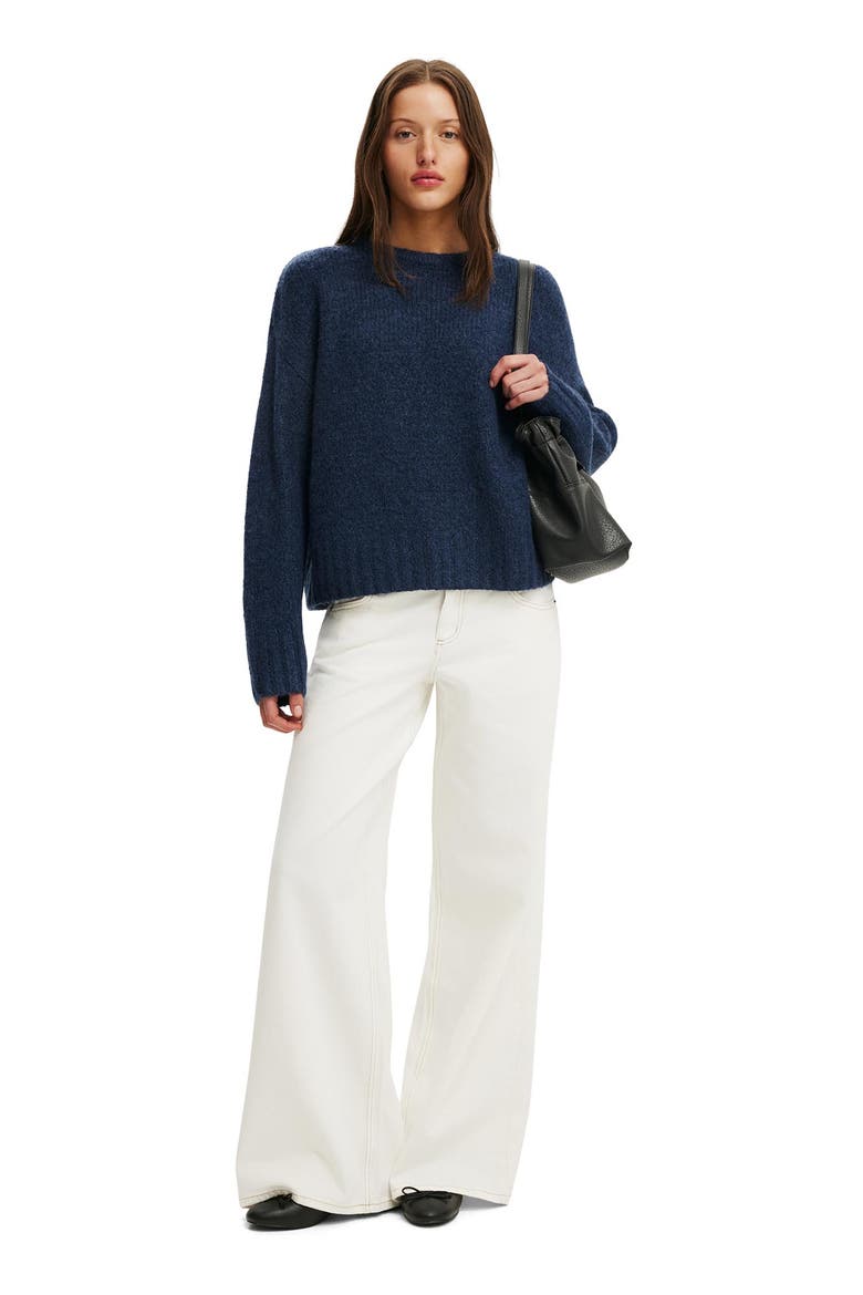 Women's Luxe Crew Neck Sweater, Alternate, color, Lofty Shadow Navy