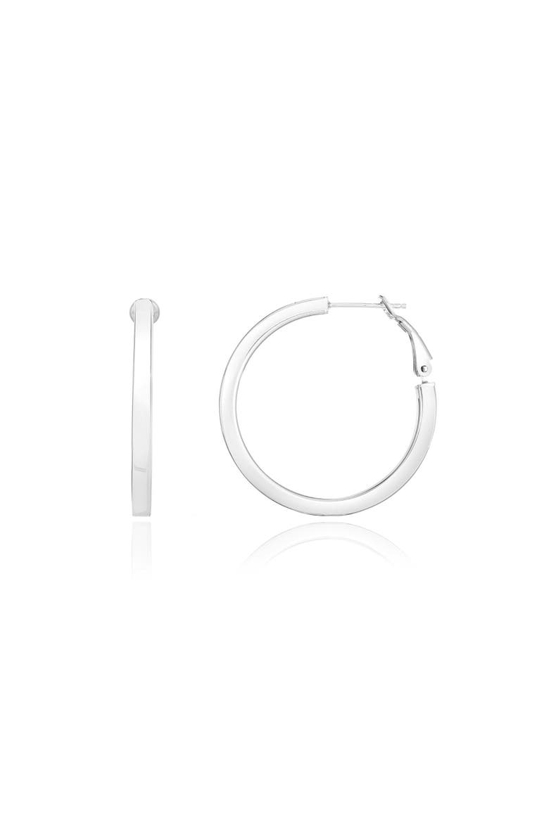 Square Tube Hoop Earrings, Main, color, Sterling Silver