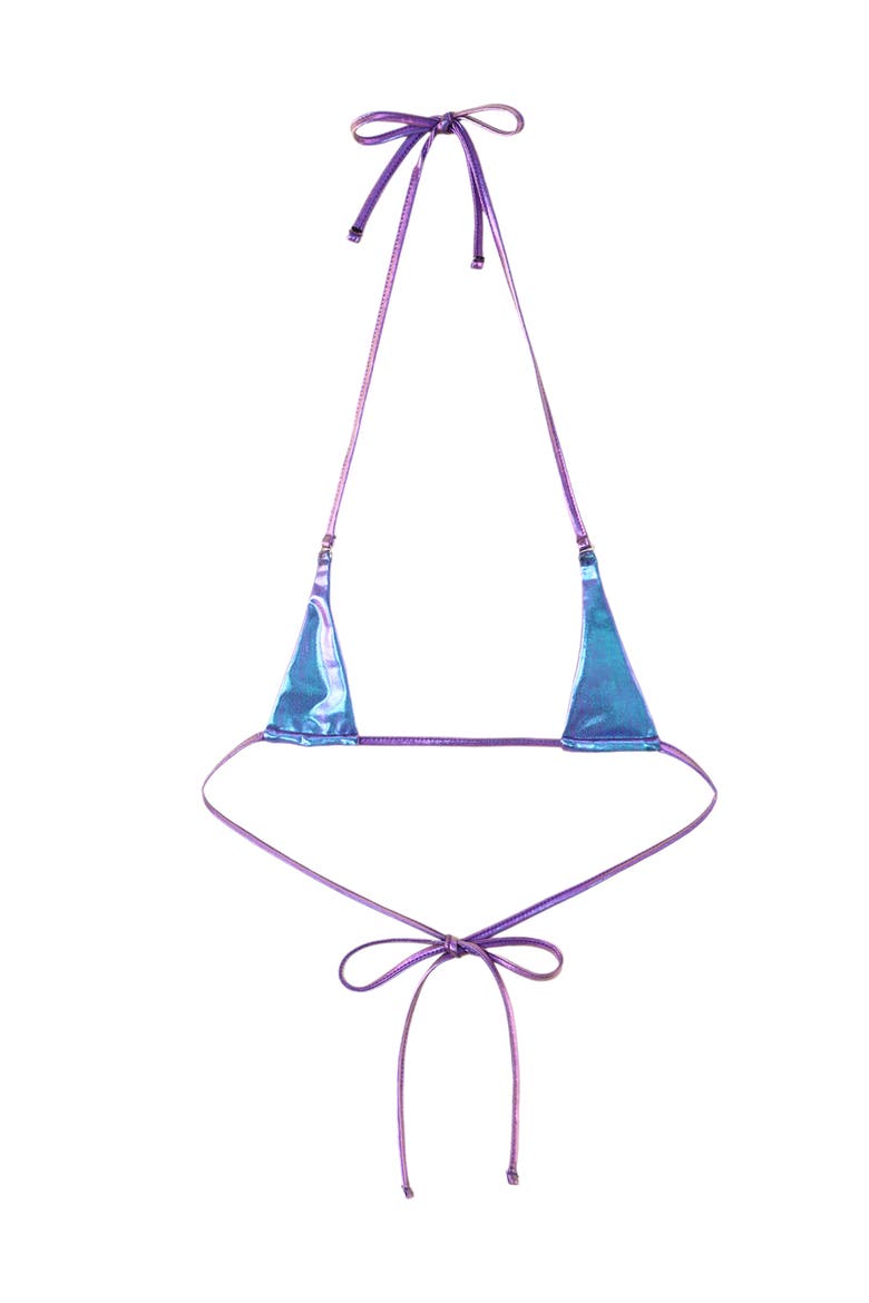 Lustrous Micro Triangle Bikini Top, Main, color, HOLOGRAPHIC MIDNIGHT