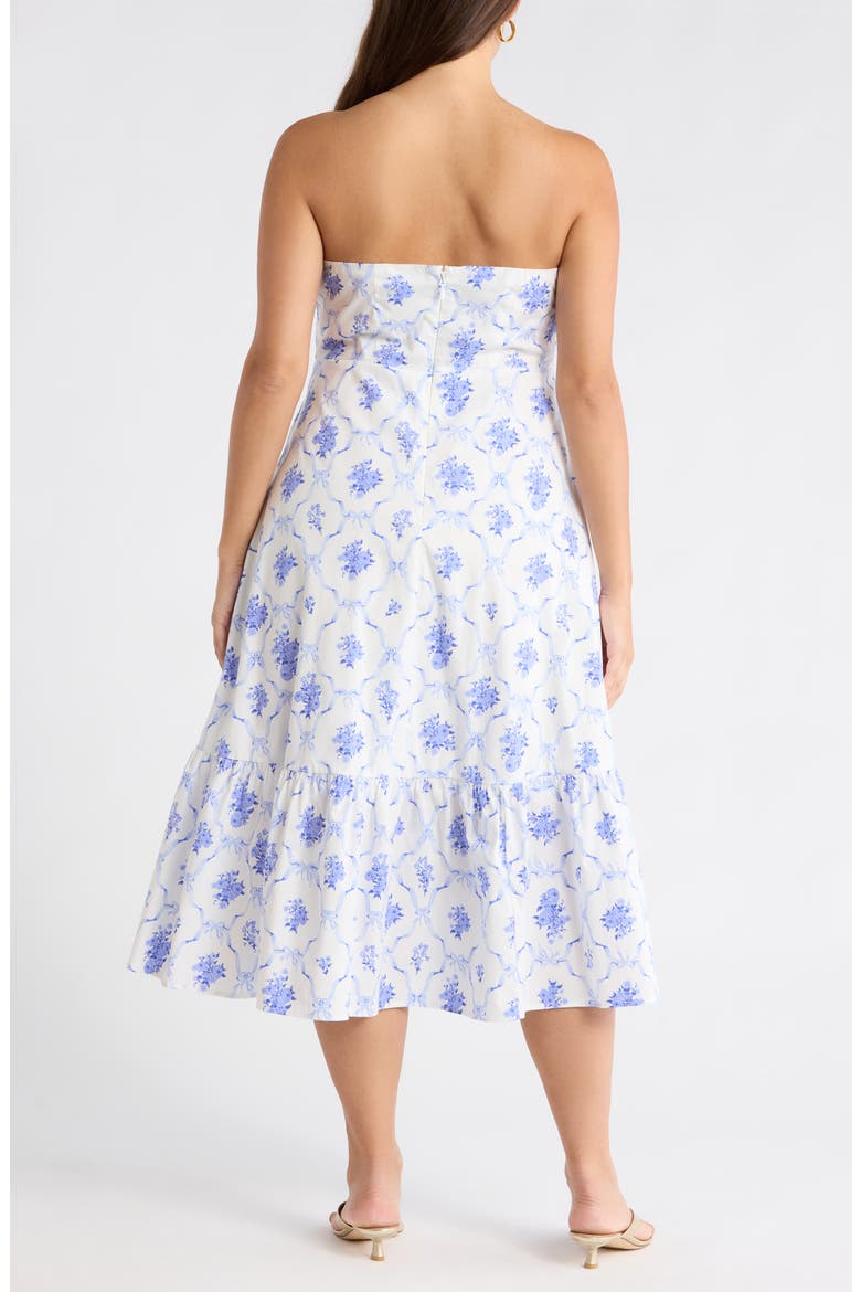 Nia Floral Perline Bow Midi Sundress, Alternate, color, WHITE-BLUE