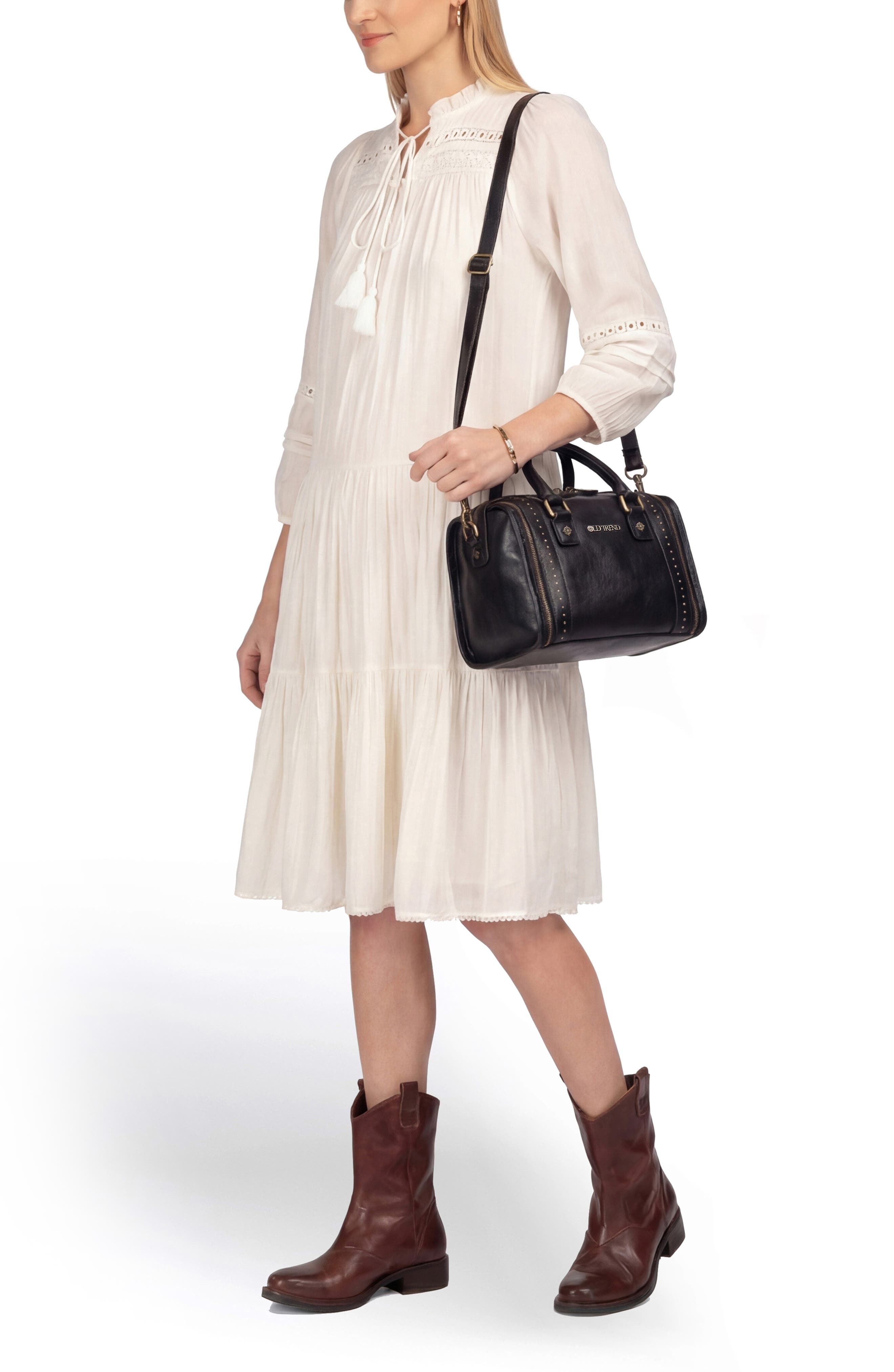 OLD TREND Mini Trunk Leather Crossbody Bag, Alternate, color, Black