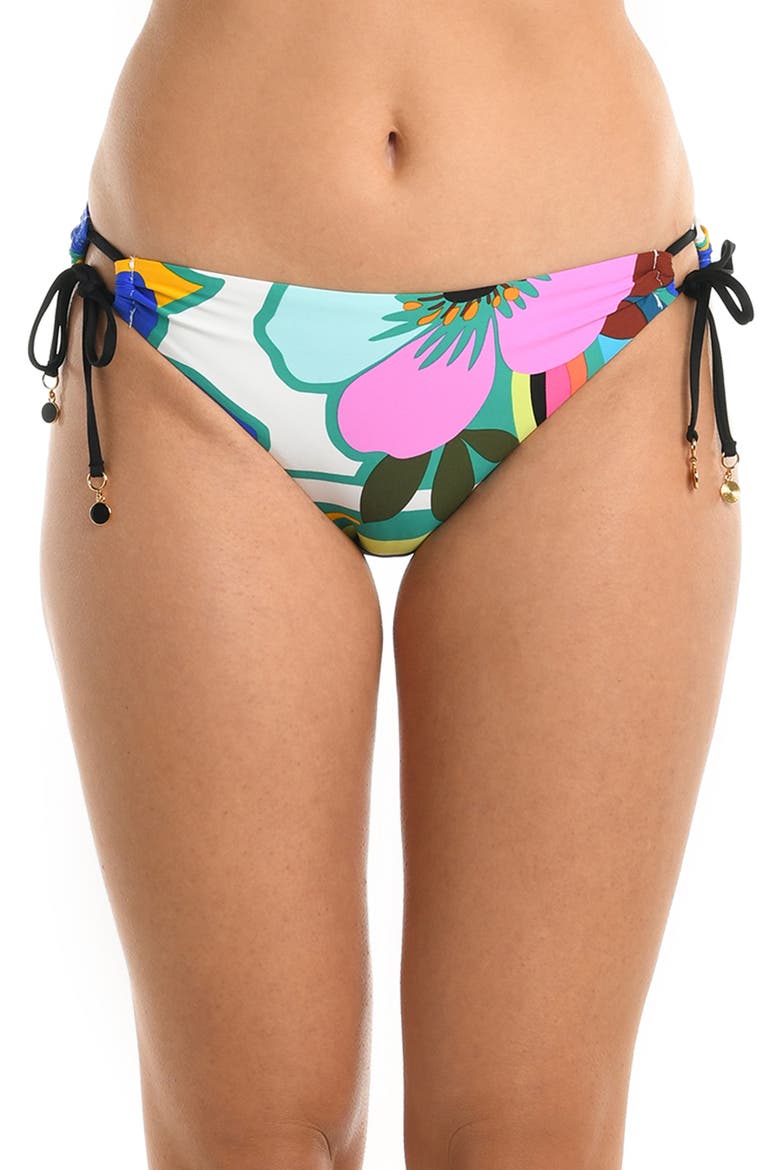 Suncatcher Ruched Side Tie Hipster Bikini Bottoms, Main, color, WHITE FLORAL MULTI